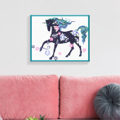 Unicorn - Donkerblauw Canvas Afdruk (Insitu (Woonkamer))