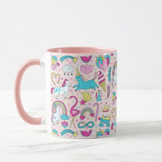 Unicorn Doodle Motif Mug (Gauche)