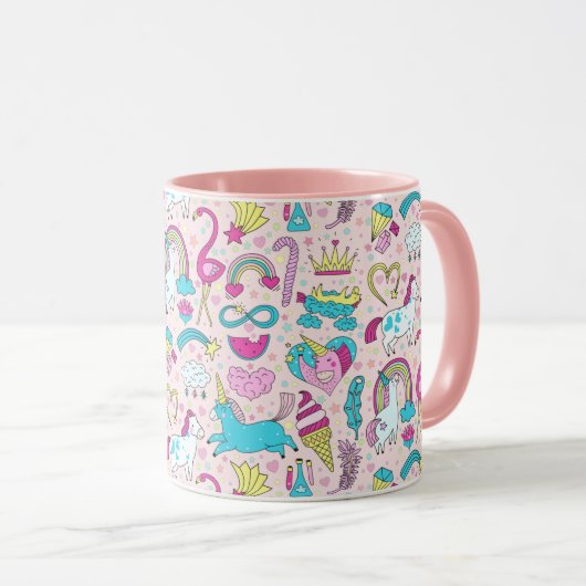 Unicorn Doodle Motif Mug (Devant droit)