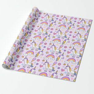 Unicorn Doodle Pattern Cadeaupapier
