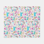 Unicorn Doodle Pattern Fleece Deken (Voorkant (Horizontaal))