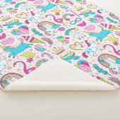 Unicorn Doodle Pattern Sherpa Deken (3/4)