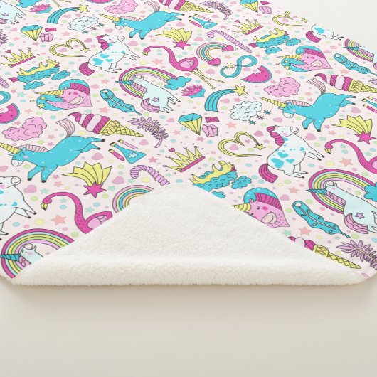 Unicorn Doodle Pattern Sherpa Deken (3/4)
