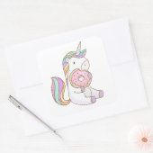 Unicorn Doughnut Vierkante Sticker (Envelop)