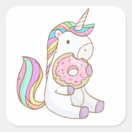 Unicorn Doughnut Vierkante Sticker