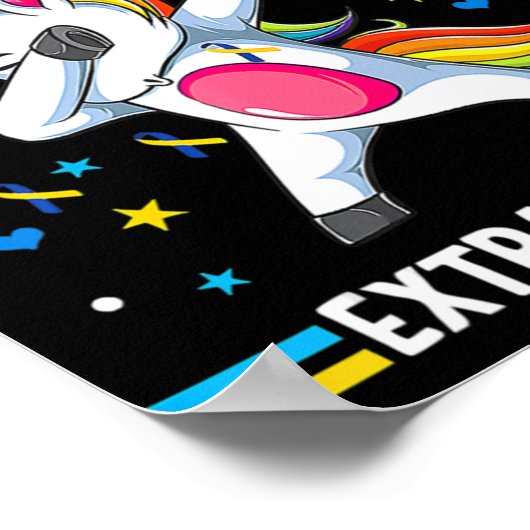 Unicorn Down syndroombewustzijn extra chromosoom e Poster (Hoek)