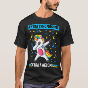 Unicorn Down syndroombewustzijn extra chromosoom e T-shirt
