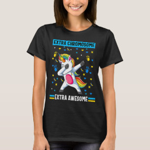 Unicorn Down syndroombewustzijn extra chromosoom e T-shirt