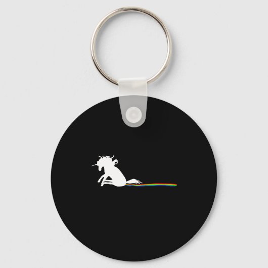 Unicorn Dragging Rainbows Funny Adult S Sleutelhanger (Voorkant)