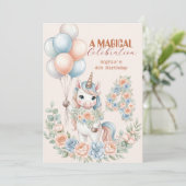 Unicorn Dreams Birthday Invitation (Debout devant)