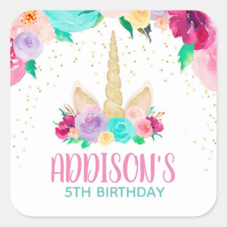Unicorn Dreams Verjaardag Baby shower Vierkante St Sticker