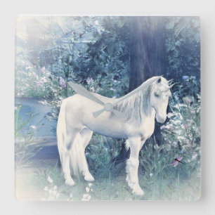 unicorn-droomklok vierkante klok