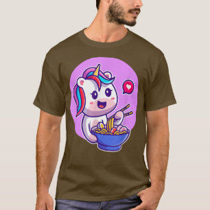 Unicorn Eating Ramen Noodles Kawaii Japanse Unic T-shirt