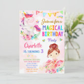 Unicorn en Ballerina verjaardagsuitnodiging voor m Kaart (Staand voorkant)