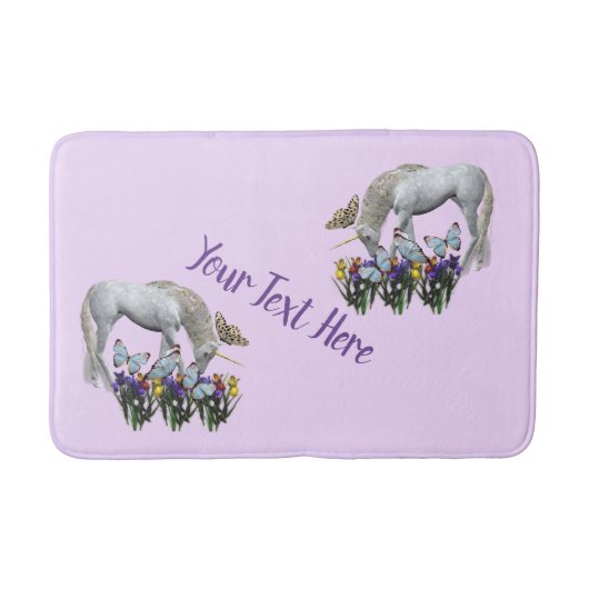 Unicorn en Butterflies Fantasy Personalized Badmat (Voorkant)