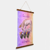 Unicorn en Butterflies Fantasy Personalized Hangend Wandkleed (Gebogen)