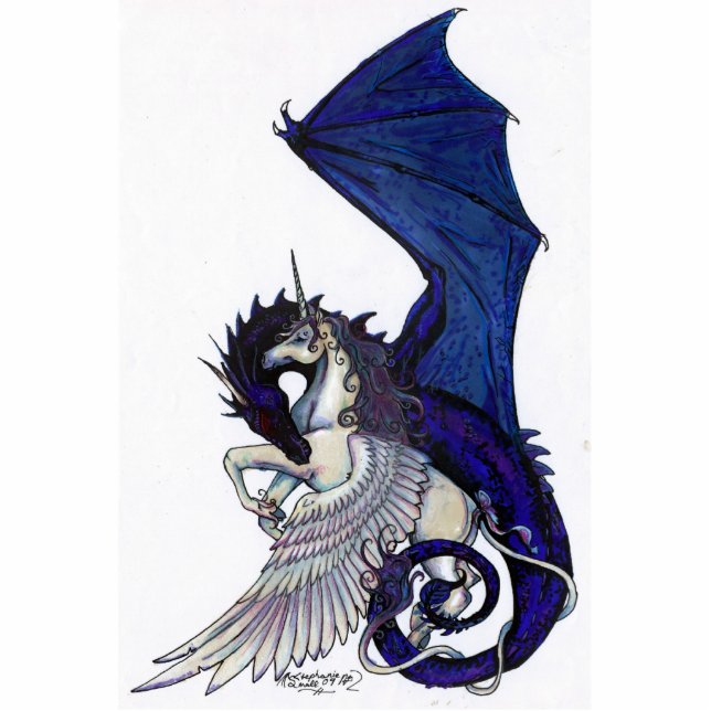 Unicorn en Dragon Staand Fotobeeldje (Voorkant)