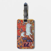 UNICORN EN FANTASY BLOEMPERKAMENT MONOGRAM BAGAGELABEL (Achterkant verticaal)
