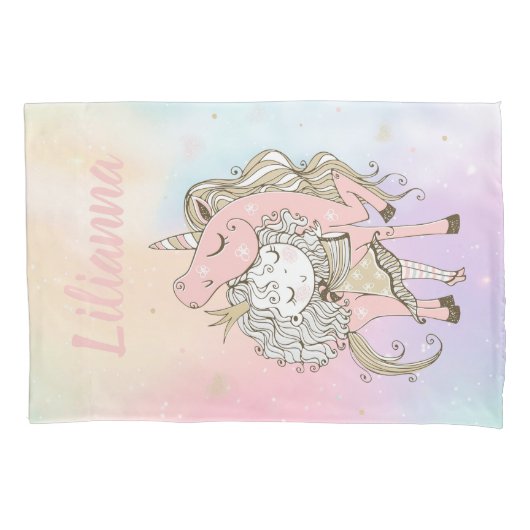 Unicorn en Girl Kussensloop (Voorkant)