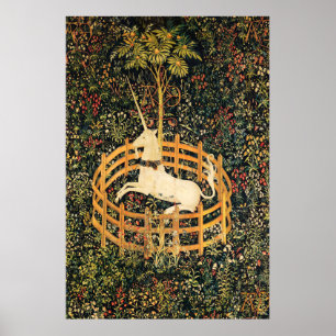 UNICORN EN GOTHISCHE FANTASSTROMEN, FLORAAL MOTIFS POSTER