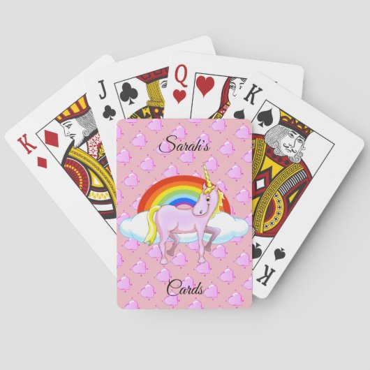 Unicorn- en hartenspeelkaarten speelkaarten (Achterkant)