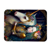 Unicorn en Lady Fantasy Art Magneet (Horizontaal)