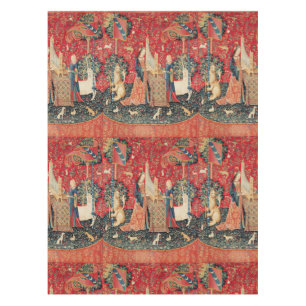 UNICORN EN LADY PLAYING ORGAN,DIEREN Rood groen Tafelkleed