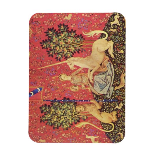 Unicorn en Maiden Medieval Tapestry Afbeelding Magneet (Verticaal)