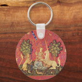 Unicorn en Maiden Medieval Tapestry Afbeelding Sleutelhanger (Voorkant)