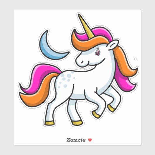 Unicorn en Moon Sticker (Vel)