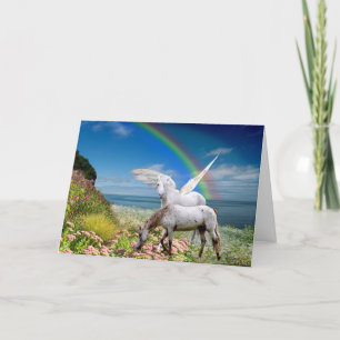 Unicorn en Pegasus Birthday-kaart Kaart