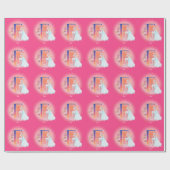 Unicorn en prinses met Castle Letter F Monogram Cadeaupapier (Vlak)