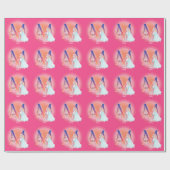 Unicorn en Prinses met Castle Letter M Monogram Cadeaupapier (Vlak)