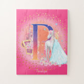 Unicorn en Prinses met Castle Letter P Monogram Legpuzzel (Verticaal)