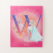 Unicorn en Prinses met Castle Letter W Monogram Legpuzzel (Verticaal)