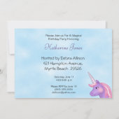 Unicorn en Rainbow Birthday Uitnodiging (Achterkant)