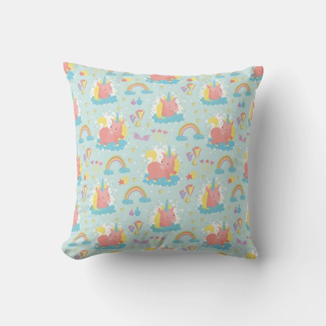 Unicorn en Rainbow Pattern Kussen (Voorkant)