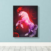 Unicorn en Red Roses Fantasy Horse Art Canvas Afdruk (Insitu (Houten vloer))