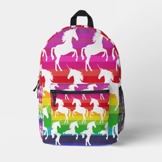 Unicorn en regenboog bedrukte rugzak (Voorkant)