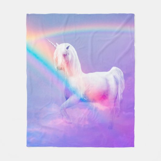 Unicorn en regenboog fleece deken (Voorkant)