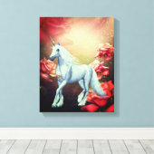 Unicorn en Rozen Fantasy Horse Art Canvas Afdruk (Insitu (Houten vloer))