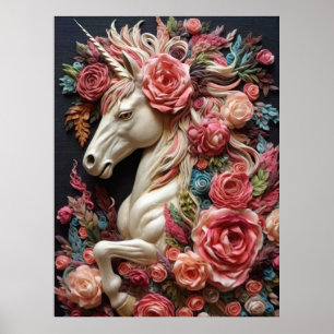 Unicorn en Rozen Poster