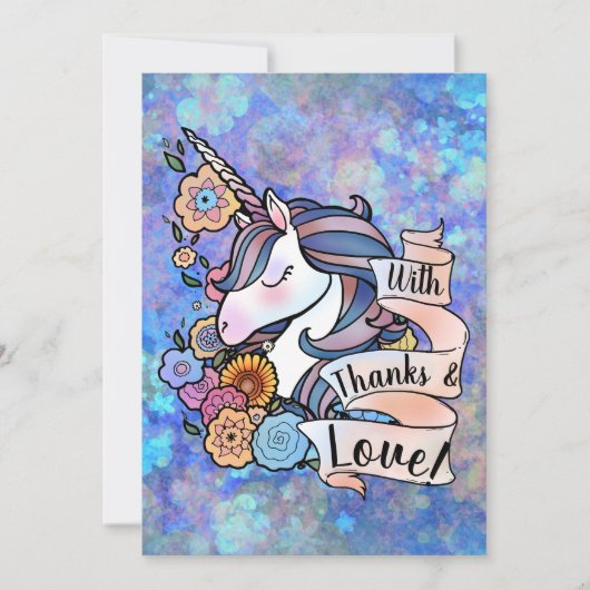 Unicorn en Scrollwork Dank-You Kaarten (Voorkant)