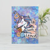 Unicorn en Scrollwork Dank-You Kaarten (Staand voorkant)