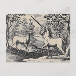 Unicorn en Stag in het Magische Bos Briefkaart