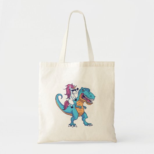 Unicorn en T-Rex Tote Bag (Voorkant)