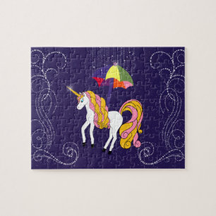 Unicorn en Umbrella Whimsical Cartoon Art Legpuzzel