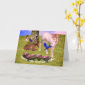 Unicorn en Vrienden gepersonaliseerde verjaardag Kaart (Gele Bloem)