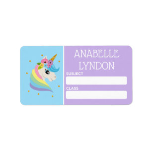 Unicorn Enfant Nom de l'école Étiquette Couleur