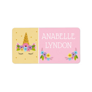 Unicorn Enfant Nom de l'école Étiquette Couleur